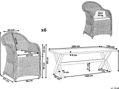 Conjunto De Refeicao De Jardim Para 6 Em Rattan Natural Susua/Olbia