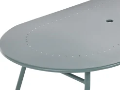 Conjunto De Refeicao De Jardim 4 Lugares Em Metal Azul Claro E Guarda-Sol Calvi