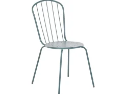 Conjunto De Refeicao De Jardim 4 Lugares Em Metal Azul Claro E Guarda-Sol Calvi