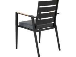 Conjunto De Refeicao De Jardim 8 Lugares Em Aluminio Preto E Almofadas Cinzentas Valcanetto/Taviano
