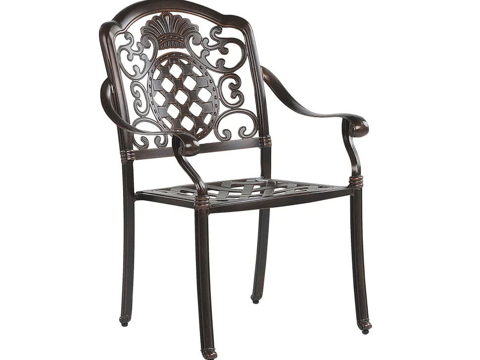Conjunto De Refeicao De Jardim 4 Lugares Em Metal Castanho E Guarda-Sol Salento