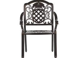Conjunto De Refeicao De Jardim 4 Lugares Em Metal Castanho E Guarda-Sol Salento