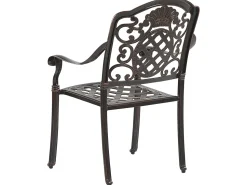 Conjunto De Refeicao De Jardim 4 Lugares Em Metal Castanho E Guarda-Sol Salento