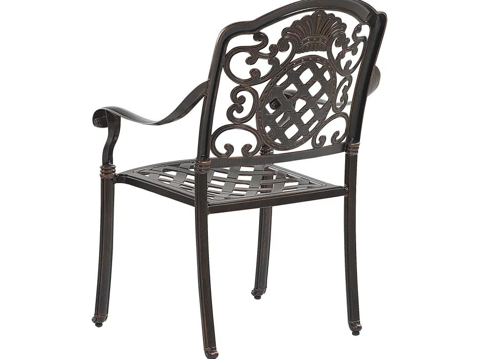 Conjunto De Refeicao De Jardim 4 Lugares Em Metal Castanho E Guarda-Sol Salento