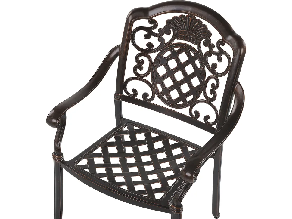 Conjunto De Refeicao De Jardim 4 Lugares Em Metal Castanho E Guarda-Sol Salento
