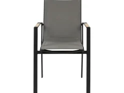 Conjunto De Refeicao De Jardim 8 Lugares Em Aluminio Preto E Almofadas Cinzentas Valcanetto/Busseto