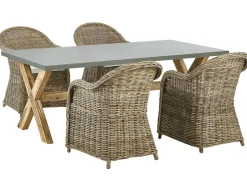 Conjunto De Refeicao Para 4 Em Rattan Cor Natural Susua/Olbia