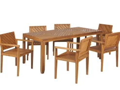 Conjunto De Refeicoes 6 Lugares Em Madeira De Acacia Clara Baratti