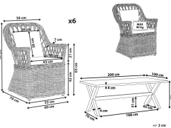 Conjunto De Refeicoes De Jardim De 6 Lugares Em Rattan Cor Natural Maros/Olbia
