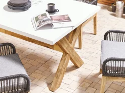Conjunto De Refeicoes Jardim Em Fibra De Cimento Com 6 Cadeiras Em Preto E Branco Olbia