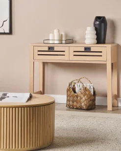 Consola Com 2 Gavetas Cor De Madeira Clara Randa