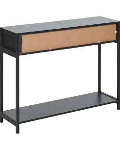 Consola Com 2 Gavetas Em Rattan Preto Opoco