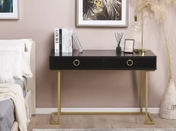 Consola Com 2 Gavetas Preta E Dourada Westport