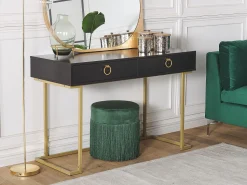 Consola Com 2 Gavetas Preta E Dourada Westport