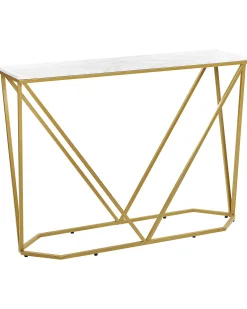 Consola Efeito De Marmore Branco Com Dourado Hazen