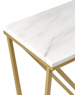 Consola Efeito De Marmore Branco Com Dourado Hazen