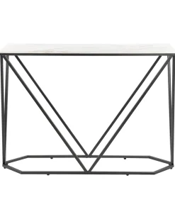 Consola Efeito De Marmore Branco Com Preto