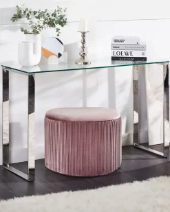 Consola Prateada Com Tampo De Vidro Tilon