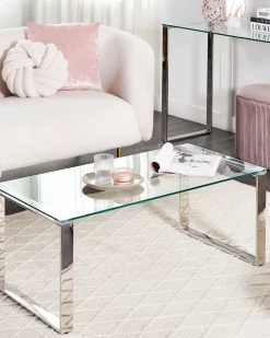 Consola Prateada Com Tampo De Vidro Tilon