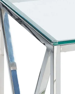 Consola Prateada Com Tampo De Vidro Audet