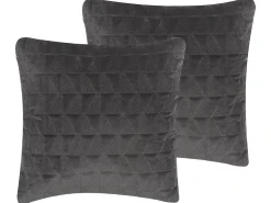 Cunjunto De 2 Almofadas Algodao Cinzento Com Relevo 45 X 45 Cm Lalam