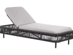 Espreguicadeira Reclinavel De Jardim Em Rattan Cinzento Osini