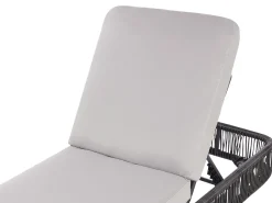 Espreguicadeira Reclinavel De Jardim Em Rattan Cinzento Osini