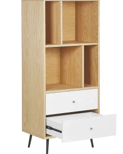 Estante Com 2 Gavetas Castanho Clara E Branca Richmond