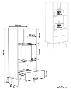 Estante Com 2 Gavetas Castanho Escura E Cinzenta Richmond