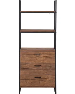 Estante Com 3 Gavetas E 2 Prateleiras Castanha E Preta Tifton