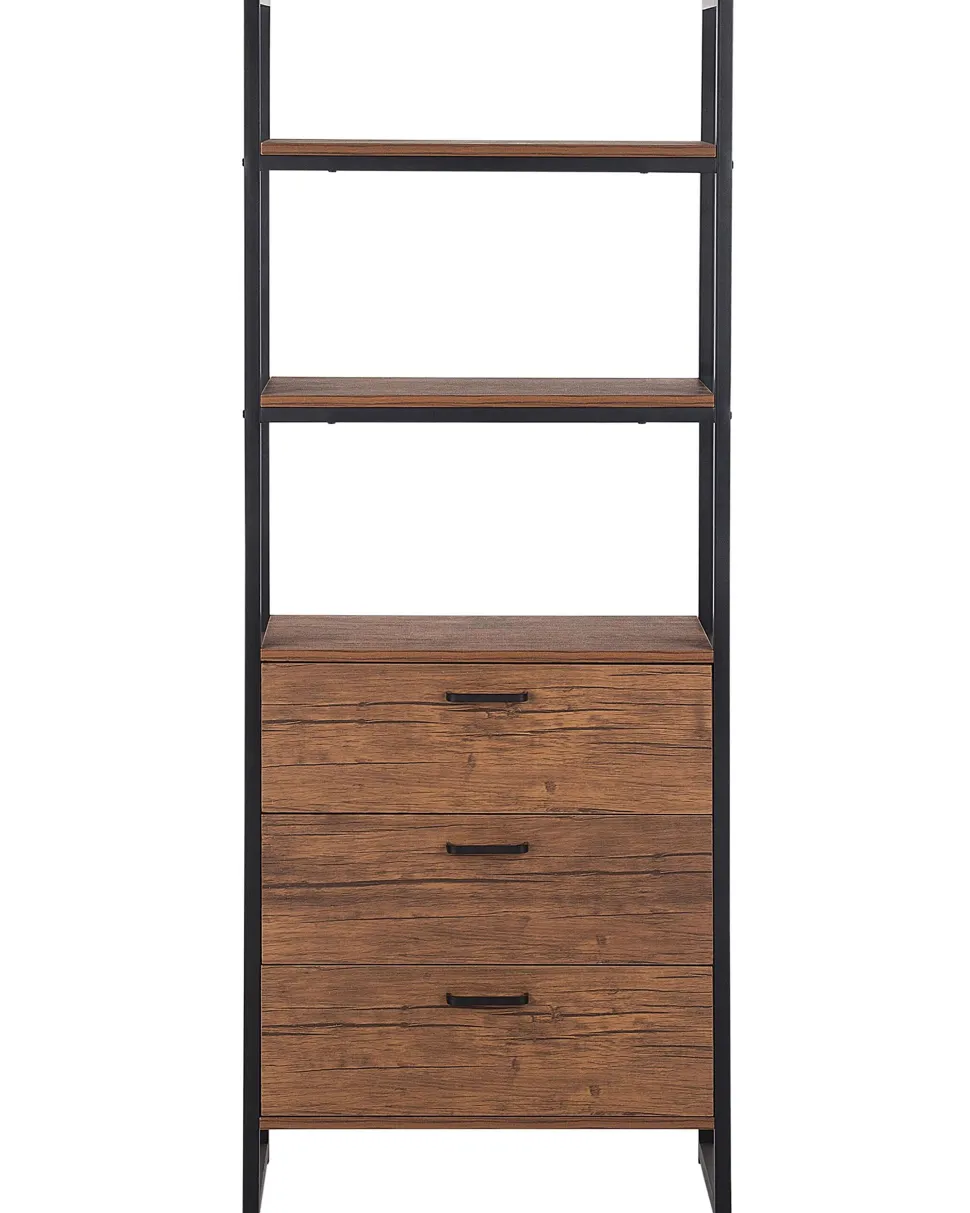 Estante Com 3 Gavetas E 2 Prateleiras Castanha E Preta Tifton