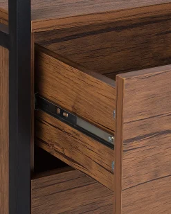 Estante Com 3 Gavetas E 2 Prateleiras Castanha E Preta Tifton