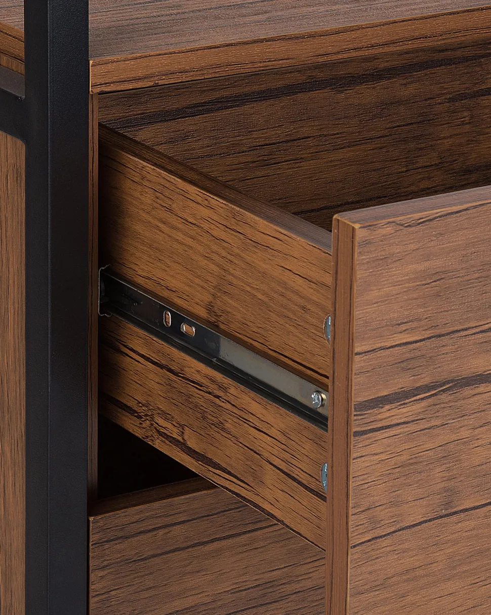 Estante Com 3 Gavetas E 2 Prateleiras Castanha E Preta Tifton