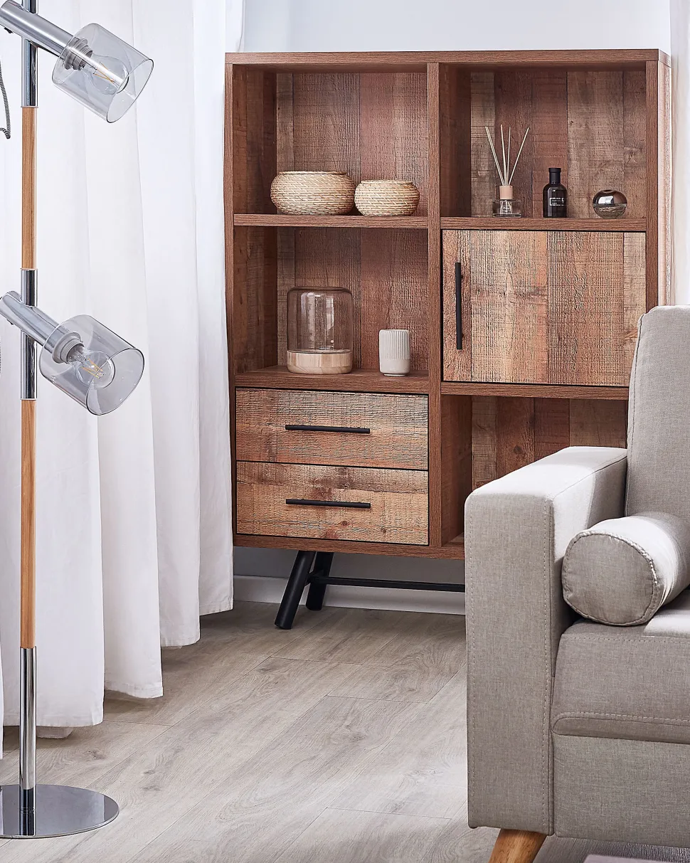 Estante Com 2 Gavetas E 1 Porta Castanha Atlanta