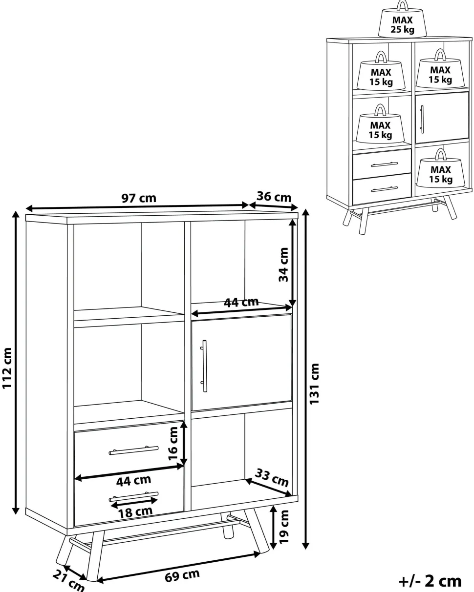 Estante Com 2 Gavetas E 1 Porta Castanha Atlanta