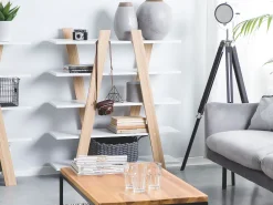 Estante Com 5 Niveis Branca E Castanha Escalante