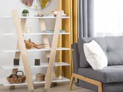 Estante Com 5 Niveis Branca E Castanha Escalante