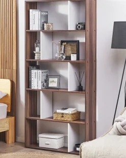 Estante Com 5 Prateleiras Castanha Escura E Branca Orilla