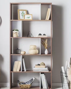 Estante Com 5 Prateleiras Castanha Escura E Branca Orilla