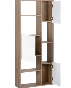 Estante Com 6 Prateleiras E 3 Portas Castanha Clara E Branca Grada