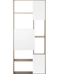 Estante Com 6 Prateleiras E 3 Portas Castanha Clara E Branca Grada