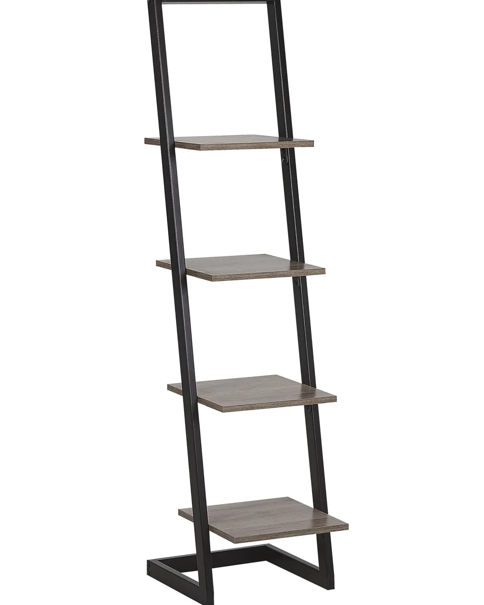 Estante Com 4 Prateleiras Preta E Castanha Escura Joplin