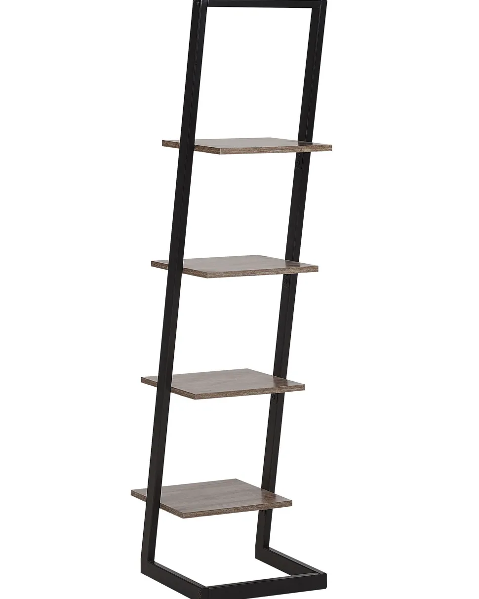 Estante Com 4 Prateleiras Preta E Castanha Escura Joplin