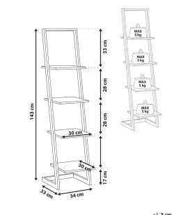 Estante Com 4 Prateleiras Preta E Castanha Escura Joplin