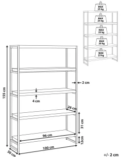 Estante Com 5 Prateleiras Castanha E Preta Tifton
