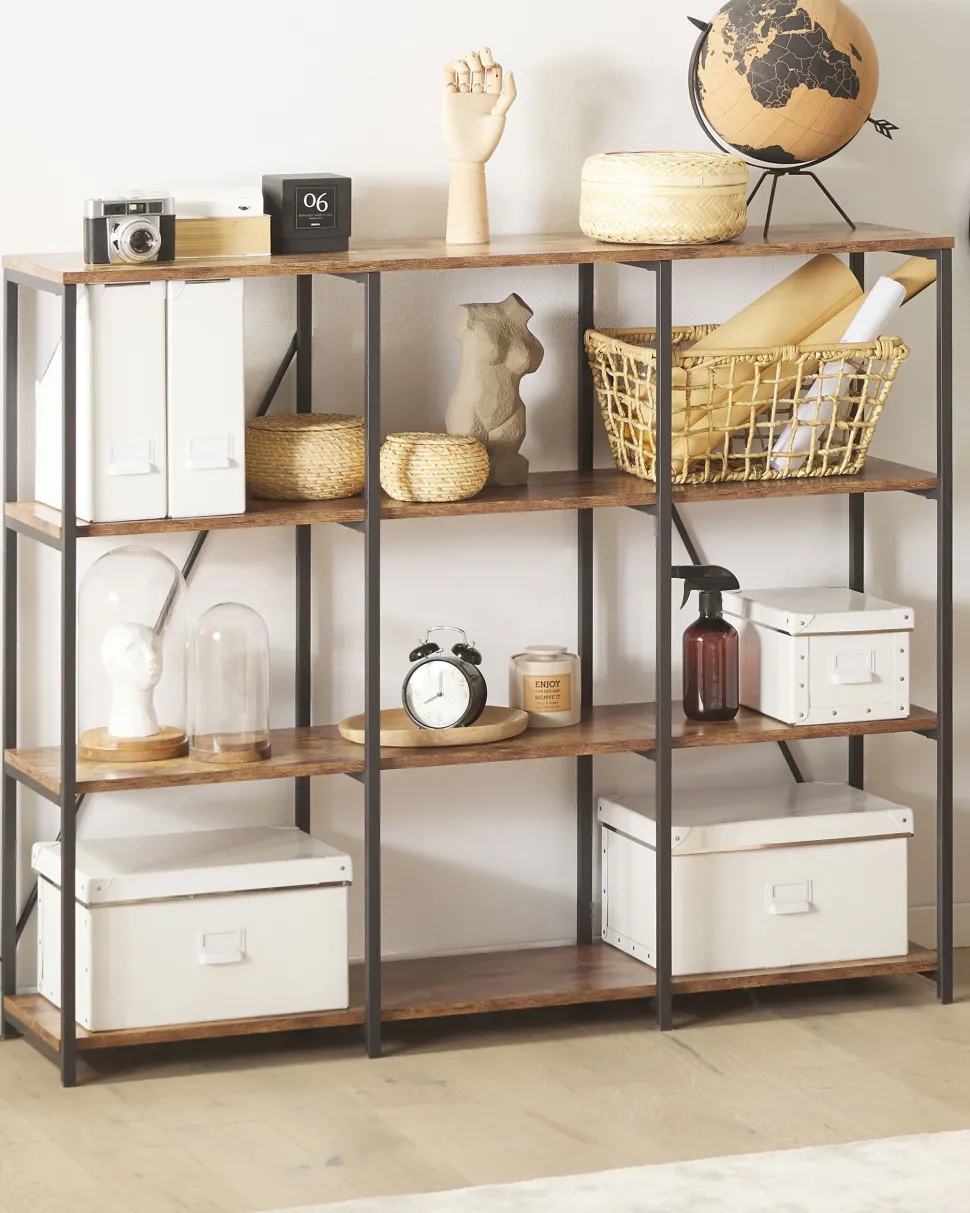 Estante Com 3 Prateleiras Castanha Escura Rhode