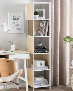 Estante Com 5 Prateleiras Branco E Castanho Bogota