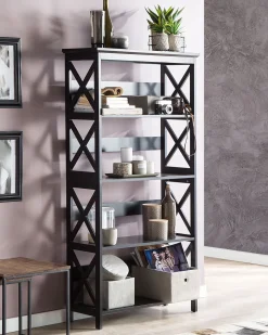 Estante Com 4 Prateleiras Preta Foster