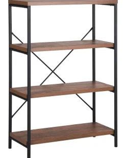 Estante Com 4 Prateleiras Em Madeira Escura Brisbane