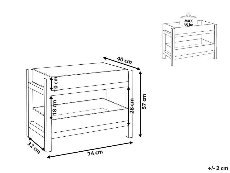 Estante Com 2 Prateleiras De Cimento Cinzento Oliena